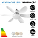 Ventylux - Ventilador de Teto Turbo Ultra Silencioso com LED Inteligente, Alta Economia + Controle Remoto
